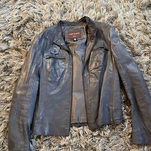 Gray leather jacket